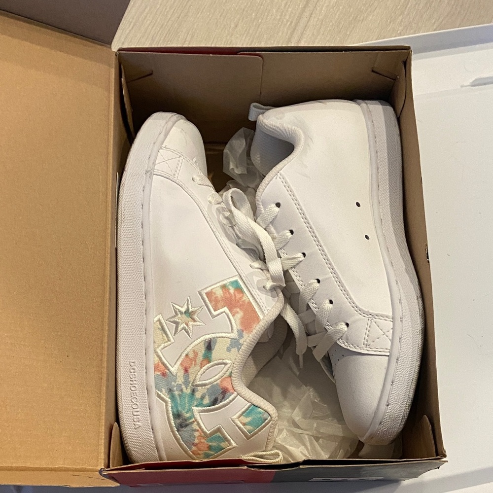 DC Women's White Sneakers with Multicolor Accents